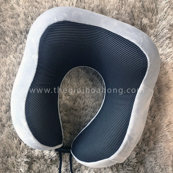 Gối kê cổ cao su non dây rút xám