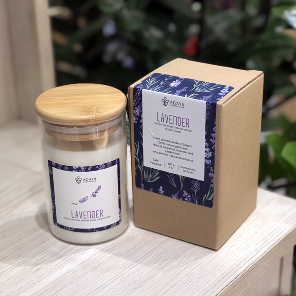 Nến thơm Agaya Lavender 200g 1 bấc