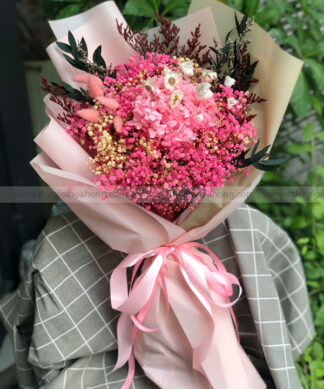 Bó hoa khô nắng hồng