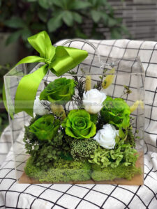 Hộp Vali mica hoa hồng vĩnh cửu - Green Harmony Box