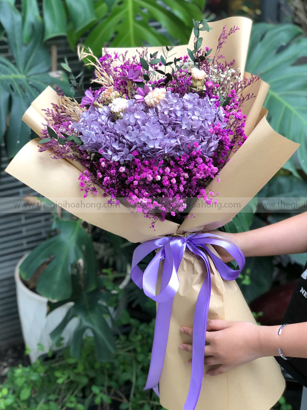 Bó hoa khô Tím Nhớ Thương