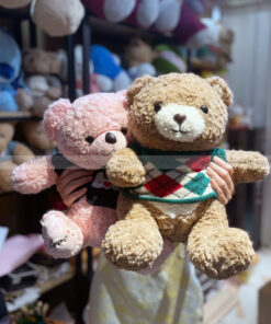 Gấu bông Teddy lông xoắn áo len