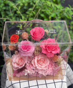 Hộp Vali mica hoa hồng vĩnh cửu – Rosy
