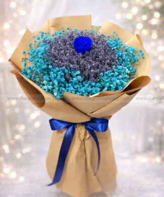 Blue Love - Bó hoa khô Lavender & Hoa hồng xanh vĩnh cửu
