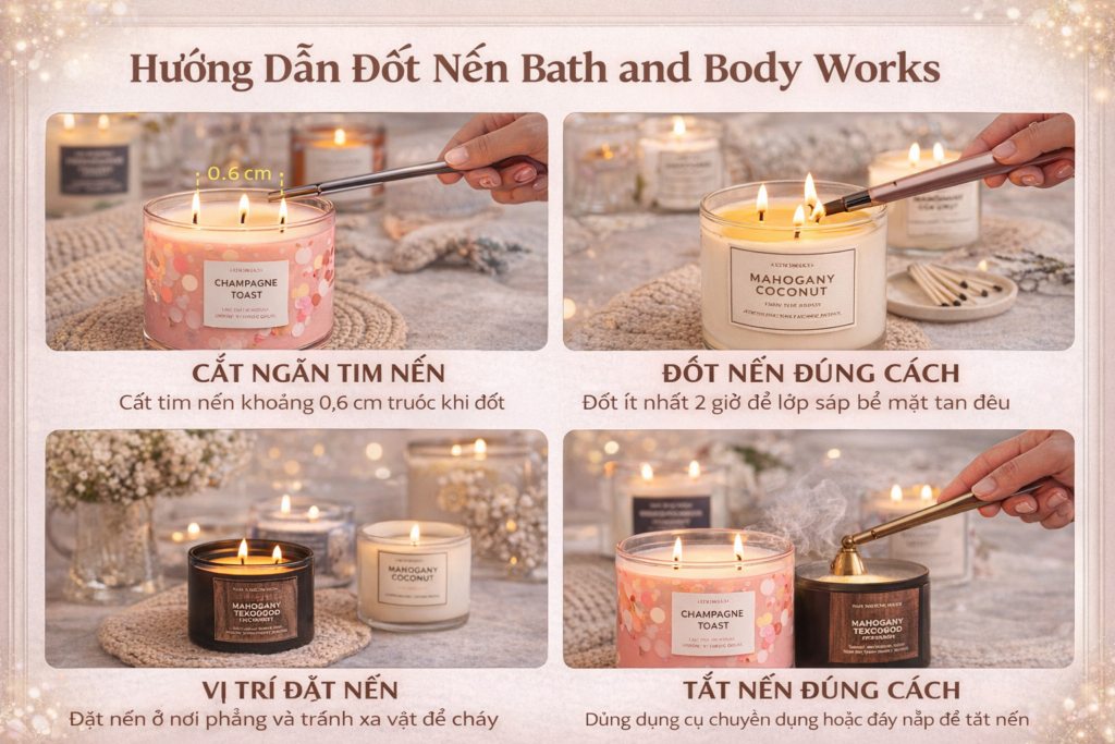 Cách Đốt Nến Thơm Bath and Body Works