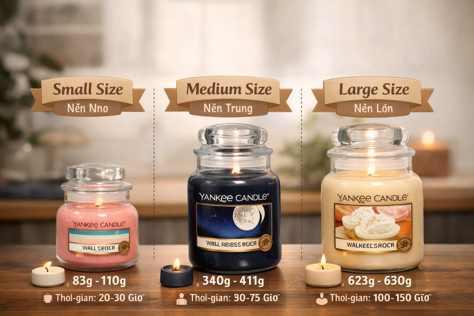 Hướng Dẫn Chọn Size Nến Yankee Candle: Từ Large Jar Đến Votive