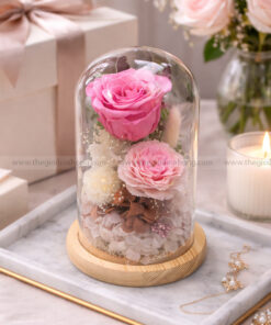 Chụp Thủy Tinh Hoa Hồng Vĩnh Cửu "Nàng Thơ"