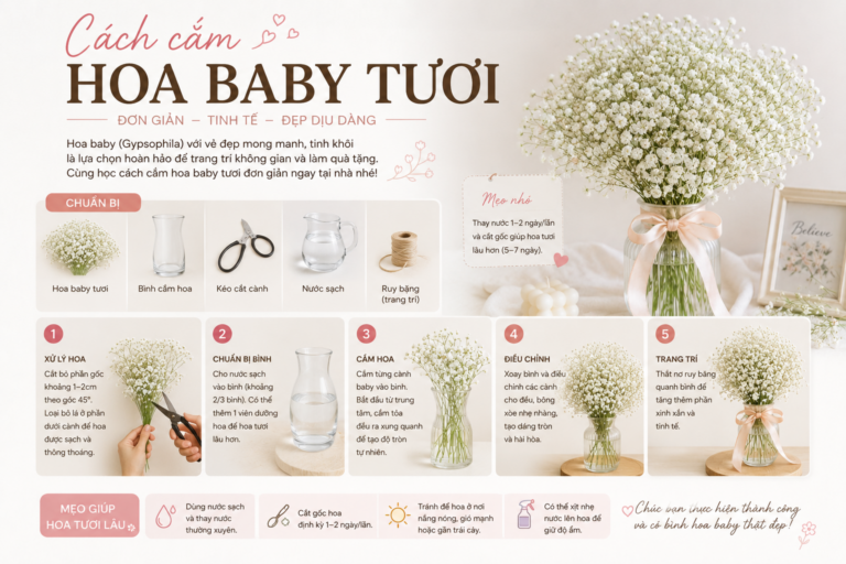 Cách cắm hoa baby tươi