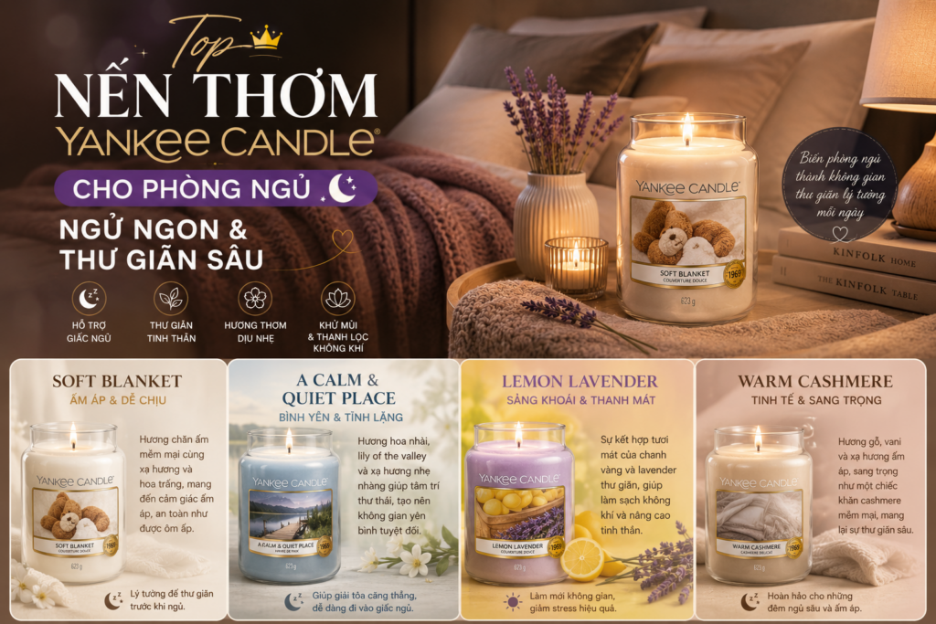 Top Nến Thơm Yankee Candle Cho Phòng Ngủ: Ngủ Ngon & Thư Giãn Sâu